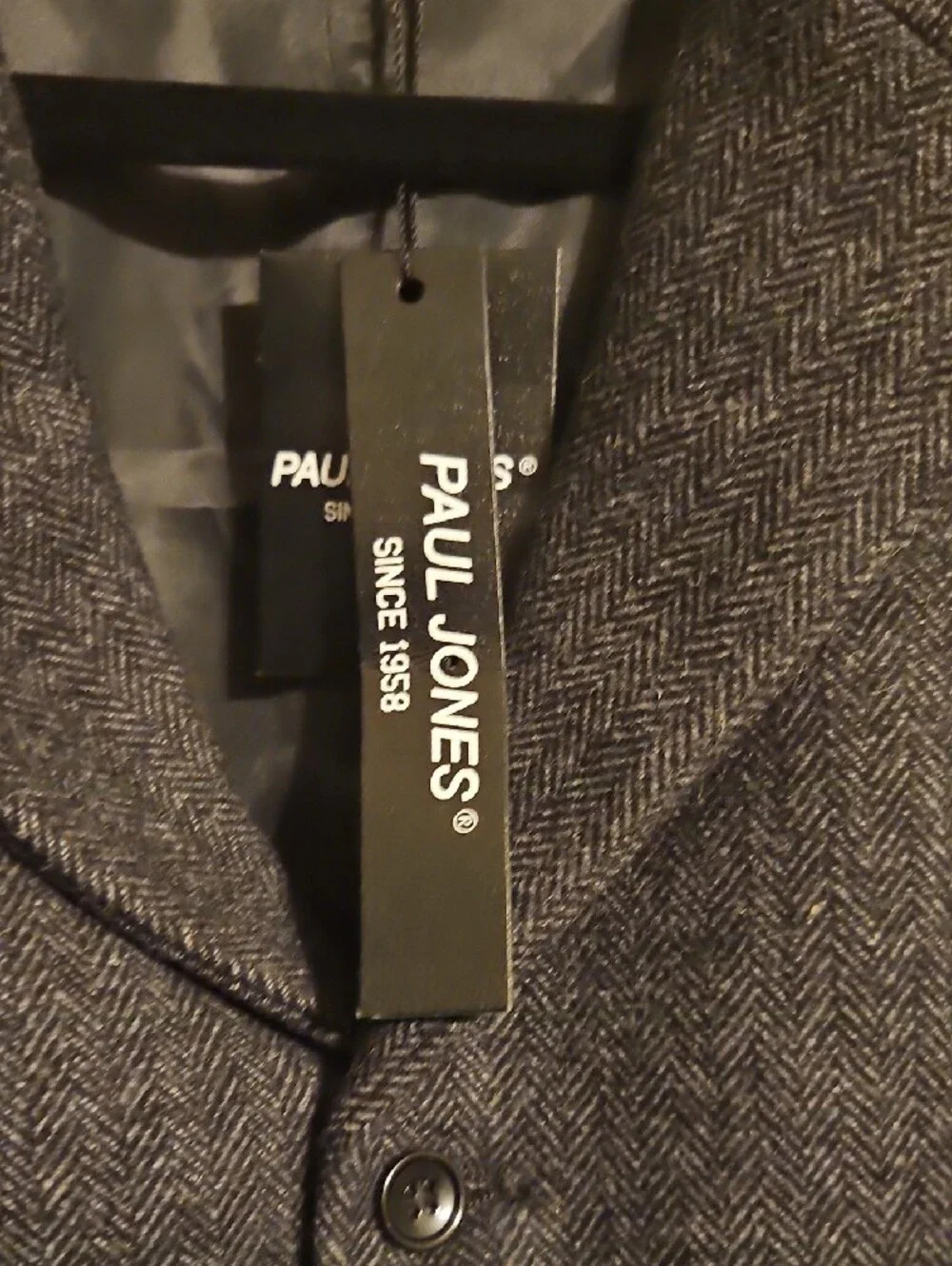 Paul Jones Men's Gray Herringbone Vest